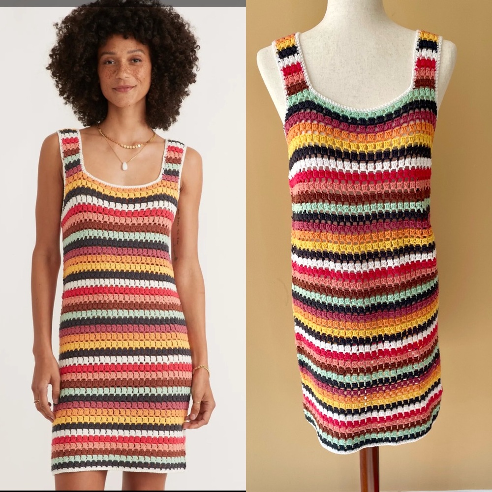 Marine Layer Ribbed Pink and Blue Mini Dress